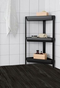 Resim Omaş Household Product 3 Katlı Köşeli Banyo Rafı Siyah 