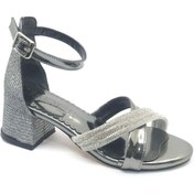 Resim KOCAMANLAR İremsu 2727 Kız Çocuk Abiye Taşlı Topuklu Ayakkabı PLATİN 