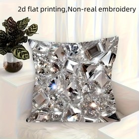 Resim 2D Düz, 1 adet Modern Lüks Elmas Desenli Baskılı Yastık Kılıfı - Fermuarlı Kapatma ile Yumuşak Rahat Polyester, Oturma Odası, Kanepe, Yatak, Yatak Odası, Ofis ve Araba Dekoru için Gerçek Olmayan Nakış, Şık Ev ve Araba Aksesuarı, Dekoratif Yastıklar, 2D Düz 