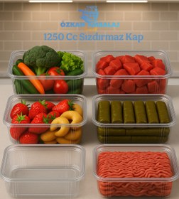 Resim Özkan Ambalaj Temizlik Kullan At Tek Kullanımlık Plastik Kapaklı Kase Sızdırmaz Kap 1250 Cc 25 Adet 