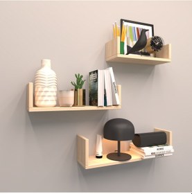 Resim Rafkestir Arena 3 Lü Duvar Raf Seti Akçaağaç ( Mat ) 