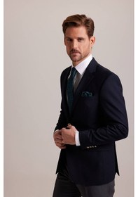 Resim Erkek Lacivert Regular Fit Yünlü Blazer Ceket 001 