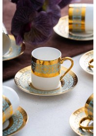 Resim Acar 12 Parça 6 Kişilik Kahve Fincan Takımı Tuırkuaz 06926 Turkuaz 