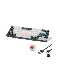 Resim Büro Ev Ofis Bilgisayarı İçin Siyah Beyaz 3mod Kırmızı Switch Mekanik Gaming Klavye 