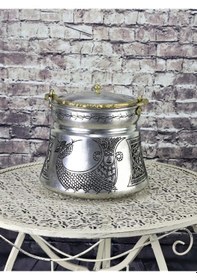 Resim Şahmaran Işlemeli Eskitme Yoğurt Bakır Bakraç 3 L Bakır 