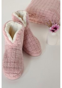 Resim Sevim Kalın Kaydırmaz Tabanlı İçi Tüylü Ev Botu - Yumuşak, Peluş İç Astarlı, Kışlık Panduf-pudra Pudra/37-38 Pudra 