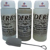 Resim 3'lü Derby Bej Deri Oto Direksiyon Döşeme Boyama Seti 