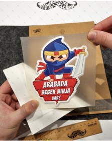 Resim Bay Etiket Bob16 Arabada Bebek Ninja Var Etiketi 