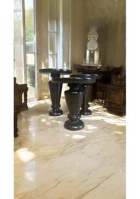 Resim Modern Siyah Renk 3 Lü Ahşap Yan Sehpa Fitilli Tasarım Siyah 