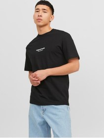 Resim Jack & Jones Jorvesterbro Rahat Kesim Tişört 12240121 Black Siyah 
