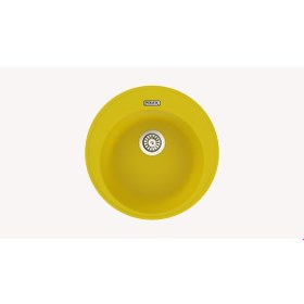 Resim Polex Cristalüx Granit Evye P-06 Sarı Tezgah Altı Ve Tezgah Üstü Oval Mutfak Evyesi 51.5x51.5 CM 