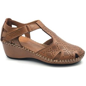 Resim Venüs Linda Hakiki Deri Comfort Ortopedik Kadın Sandalet Taba 