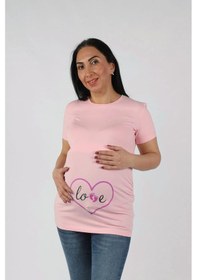 Resim Balins Hamile Love Tişört Pembe Baskılı 001 