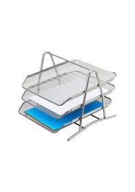 Resim Kraf Perfore Evrak Rafı Metal 3 Katlı 460g Gri 