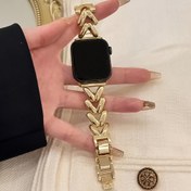 Resim 1 adet herringbone tasarımı takı metal bileklik saat kayışı Apple Watch 38mm 40mm 41mm 49mm 45mm 44mm 42mm kadınlar için uygun iWatch uygulaması serisi Ultra SE 9/8/76/5/4/3/2/1 