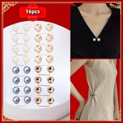 Resim 16 Adet Zarif İnci İğne Düğmeleri, Elbise Yaka ve Manşet Ayarlayıcısı, Eşarp Tutucu - Boncuk Boyutu 1,09 cm, Beyaz/Gümüş Gri/Şampanya/Altın, Dikiş El Sanatları Aksesuarları 