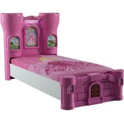 Resim Kaju CarBed Kaju Prenses Kalesi Çocuk Pembe Karyolası 