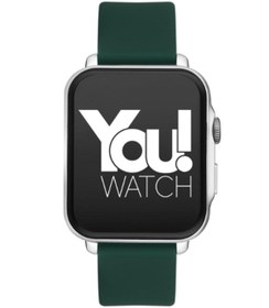 Resim You Watch Youwatch F13-yf134 Gümüş Kasa & Koyu Yeşil Silikon Kordon Akıllı Saat Ios Ve Android Uyumludur. 