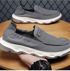 Resim Gri Kumaş Ayakkabı, Erkek Nefes Alabilen Yumuşak Tabanlı Günlük Ayakkabı, Tek Ayak Giyen Fa Moda Ve Erkek Loafer Ayakkabı 57003122 Gri 