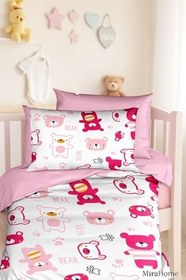 Resim Dijital Baskılı 3d Pamuklu Yenidoğan Bebek Nevresim Takımı Bear Toy Pink 