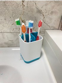 Resim Renkli Banyo Fiş Fırçalık Ve Diş Fırçası Kabı Beyaz 