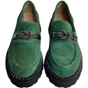 Resim Tufan Shoes Yeşil Hakiki Deri Kalın Taban Loafer YESIL 