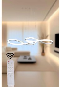 Resim Ey Shop Beyaz Yılan Model 3 Renk Kumandalı Led Avize Beyaz 