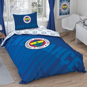 Resim Taç Lisanslı Fb Lacivert Logo Pamuk Tek Kişilik Nevresim Takımı 