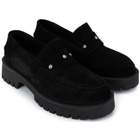 Resim Tamer Tanca Kadın Hakiki Deri Siyah Süet Loafer Ayakkabı 1054 01 Bn Ayk Sk24-25 Sıyah Suet Siyah 