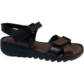 Resim Neon Akm-026 Kadın Siyah Hakiki Deri Sandalet - 36 Siyah 