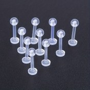 Resim 10 adet Erkeklerin Şeffaf Akrilik Dudak Çivisi Piercing Labret Yüzük Bioflex Kulak Kıkırdağı Küpe Bar Tragus Helix Retainer Esnek Takı 16G 