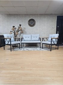 Resim Zafir Siyah Boyalı Bahçe - Balkon - Mutfak Çay Seti Takımı Bahçe Koltuk Takımı Gri 