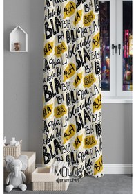 Resim Bla Bee Desenli Fon Perde Genç Odası Oturma Odası Süet Dijital Baskılı Ekstrafor Büzgü Tek Kanat Çok Renkli 