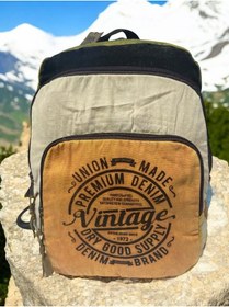 Resim Dark Cotton Kaliteli Vintage Salaş Yıkama Kumaş Disayn Günlük Gezi Okul Sırt Çantası 30cmx40cm Camel 