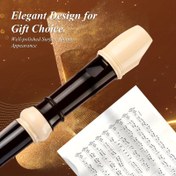 Resim Profesyonel Soprano Flüt Başlangıç Seviyesi, 8 Delik Ayarlanabilir Plastik Ahşap Nefesli Çalgı, Temizlik Kiti, Başparmak Dayama, Kumaş Çanta, Parmak Manşetleri, Parlatılmış Yüzey, Siyah 