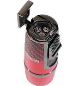 Resim Cohiba 3 Torch Pürmüz Kırmızı-siyah Desenli Metal Puro Çakmağı 