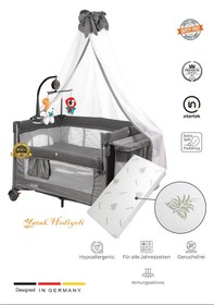 Resim Holmer Yatak Hediyeli Oyun Parkı/ Anne Yanı/park Yatak Cibinlikli Dönenceli 70x110cm Koyu Gri 