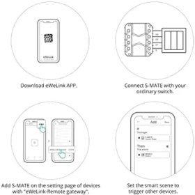Resim S-Mate Smart Switch Mate, Wi-Fi Şalter Mate, Mınır3 Akıllı Işık Şalteri ile Çalışır, Nötr Iletken Çözümü Yoktur 
