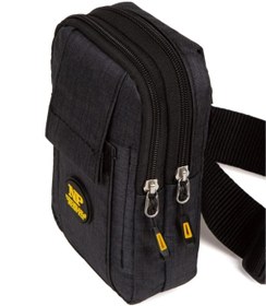 Resim Newish Polo Erkek Keten Kumaş Belgrat Telefon Bölmeli Çapraz Göğüs ve Omuz Çantası - Siyah - Sarı 