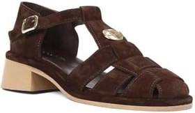 Resim Kadın Kahverengi Gladyatör Süet Deri Sandalet 