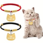 Resim [1 Adet Kişiselleştirilebilir Evcil Hayvan Tasması] Özel Kazınmış Evcil Hayvan Tasması, Ayarlanabilir Yumuşak Polyester Elyaf Kedi Tasması, Altın Kedi Pandantifli, Küçük ve Orta Boy Köpekler ve Kediler İçin 