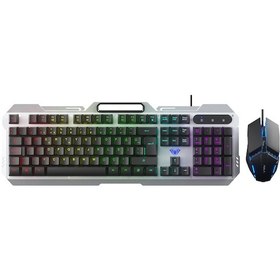 Resim Aula F2023 Gaming Türkçe Q Rainbow Membran 2400dpl Oyuncu Klavye Mouse Set Optik 