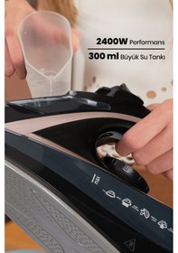 Resim GoldMaster Airjet 2400 Watt Seramik Tabanlı Geniş Su Tanklı 170 gr Etkili Şok Buharlı Ütü 