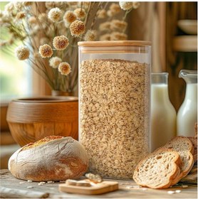 Resim Cam Kavanoz Seti Bambu Kapaklı Hava Almaz 3lü Kavanoz Takımı Büyük Boy 1300 Ml Krem 