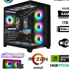 Resim Xaser SOVAX30 Ryzen 7 5700X 16GB Ram 1tb M.2 Nvme SSD 16GB RTX5060TI Sıvı Soğutmalı Masaüstü Oyuncu Bilgisayarı 