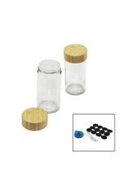 Resim 12 Pcs Takım Yuvarlak Cam Baharatlık - Tuzluk Bambu Kapaklı 5224 Çok Renkli 