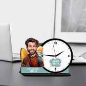 Resim Erkek Sörfçü Karikatürlü MDF Masa Saati 