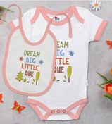 Resim Bk Kids Big Little One Tasarımlı Pembe Bebek Body Zıbın Ve Mama Ö Çok Renkli 