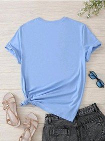 Resim Hamile Gebe T-shirt Mama Kalp Baskılı - Bebe Mavisi Bisiklet Yaka Oversize Tişört 