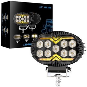 Resim Off Road Sis Farı 5,5 İnç Selamlamalı Çakar İkaz Gündüz Led 2 Mod Projektör Çalışma Lambası 12/24 V 